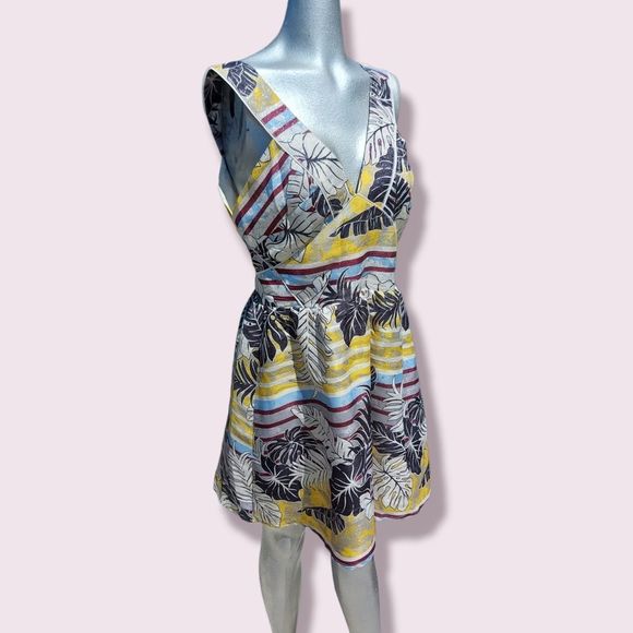 H&M Palm Print Metallic Dress Size 10 - Picture 10 of 10